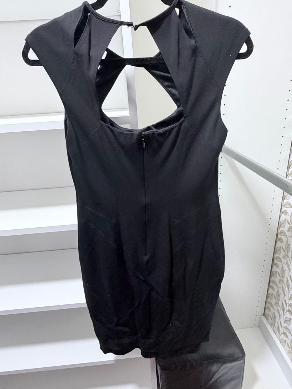 Cache Black Midi Dress with Cutout Back